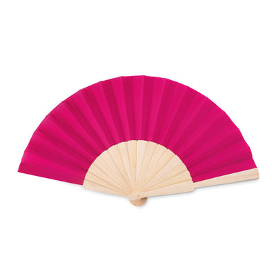 Branded Manual hand fan with wood handle