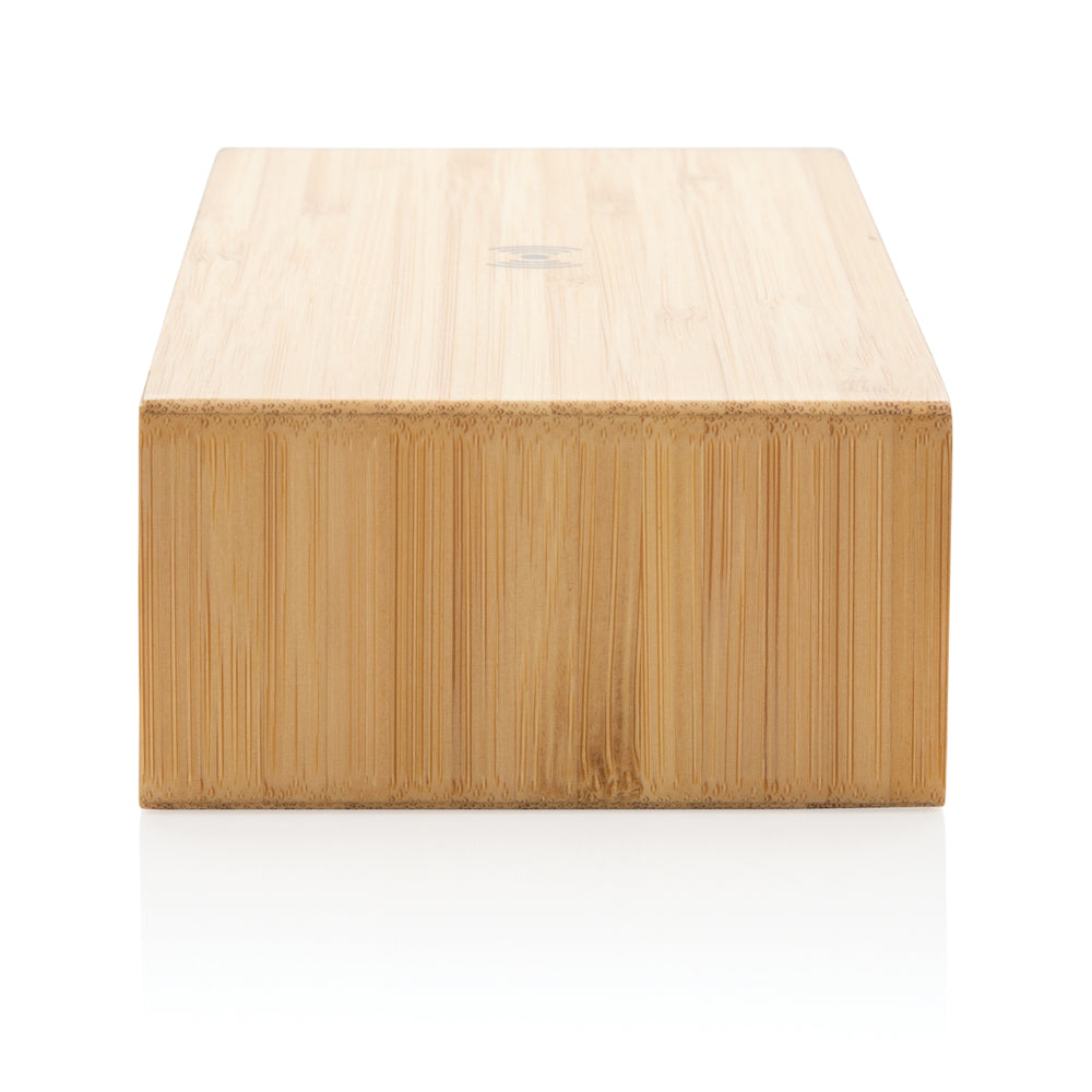 Branded Bamboo alarm clock with 5W wireless charger
