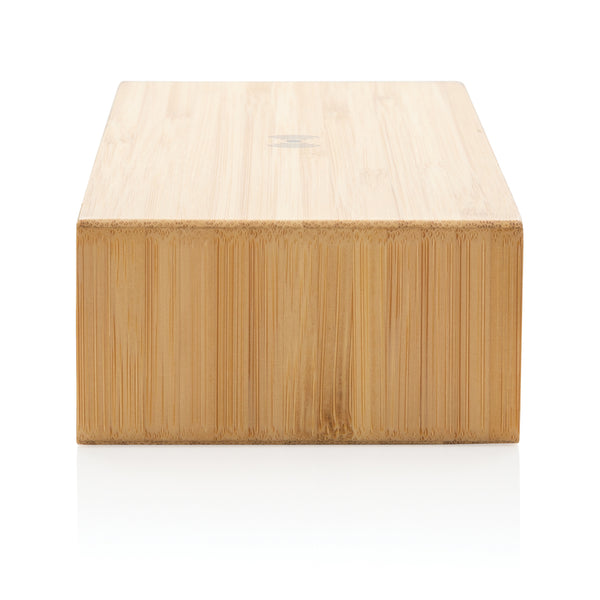 Branded Bamboo alarm clock with 5W wireless charger