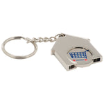 Branded House Shaped Trolley Coin Keyring (Stamped Iron Soft Enamel Infill)
