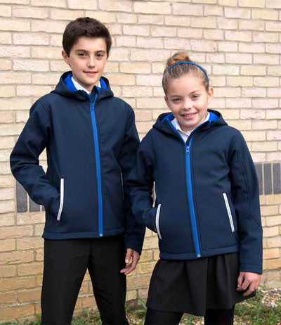 Result Core Kids TX Performance Hooded Soft Shell Jacket Navy/Royal Blue
