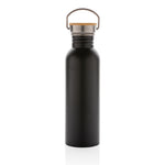 Modern stainless steel bottle with bamboo lid