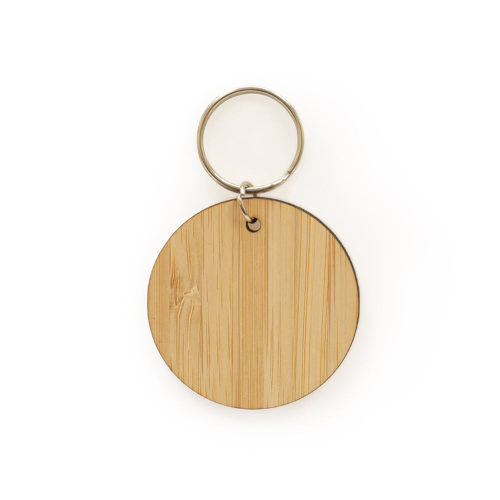 Branded Hove Round Wooden Keyring