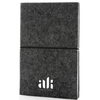 Branded GRS certified recycled felt A5 softcover notebook