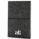Branded GRS certified recycled felt A5 softcover notebook