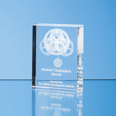 Branded 20cm x 11cm Optical Crystal Rectangle Award, H or V