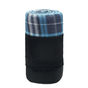 RPET fleece travel blanket with squared pattern
