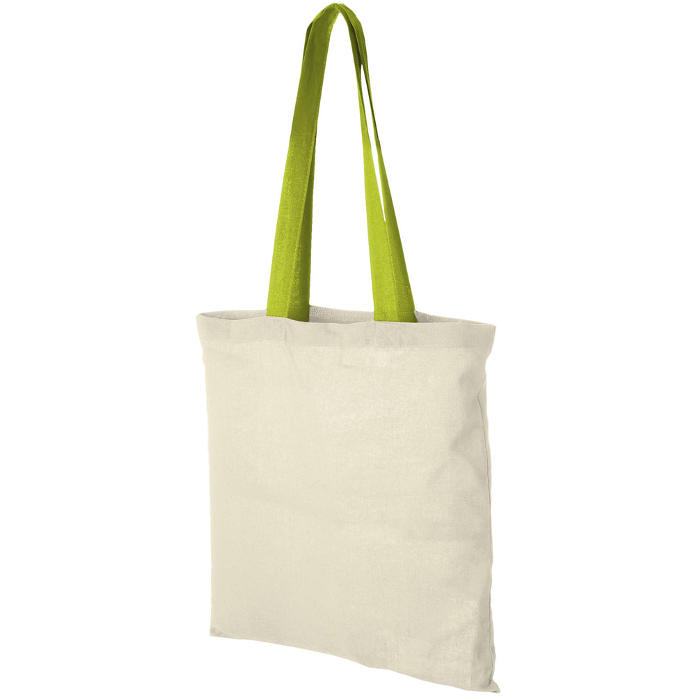 Nevada 100 g/m² cotton tote bag coloured handles 7L