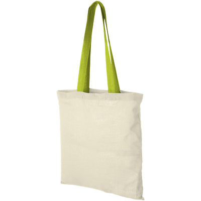 Branded Nevada 100 g/m² cotton tote bag coloured handles 7L