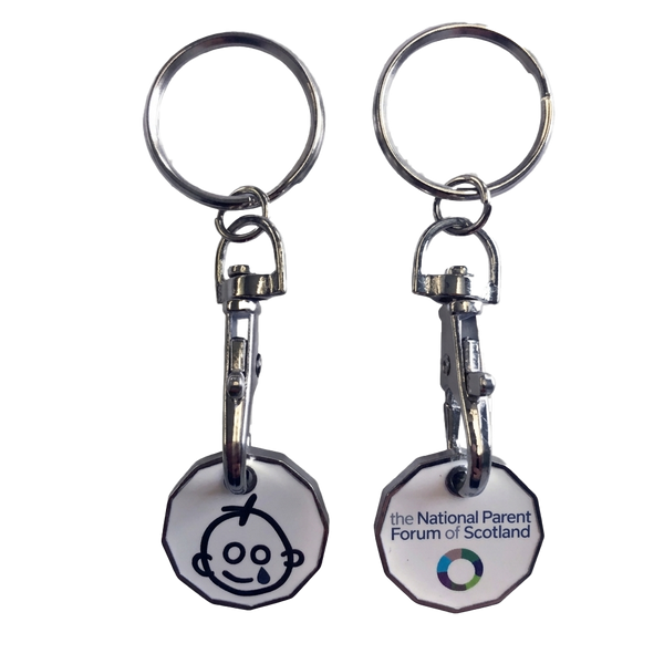 Printed Trolley Coin Keyring - GBP Pound