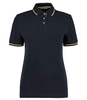 Kustom Kit Ladies St Mellion Tipped Cotton Piqué Polo Shirt Navy/Yellow