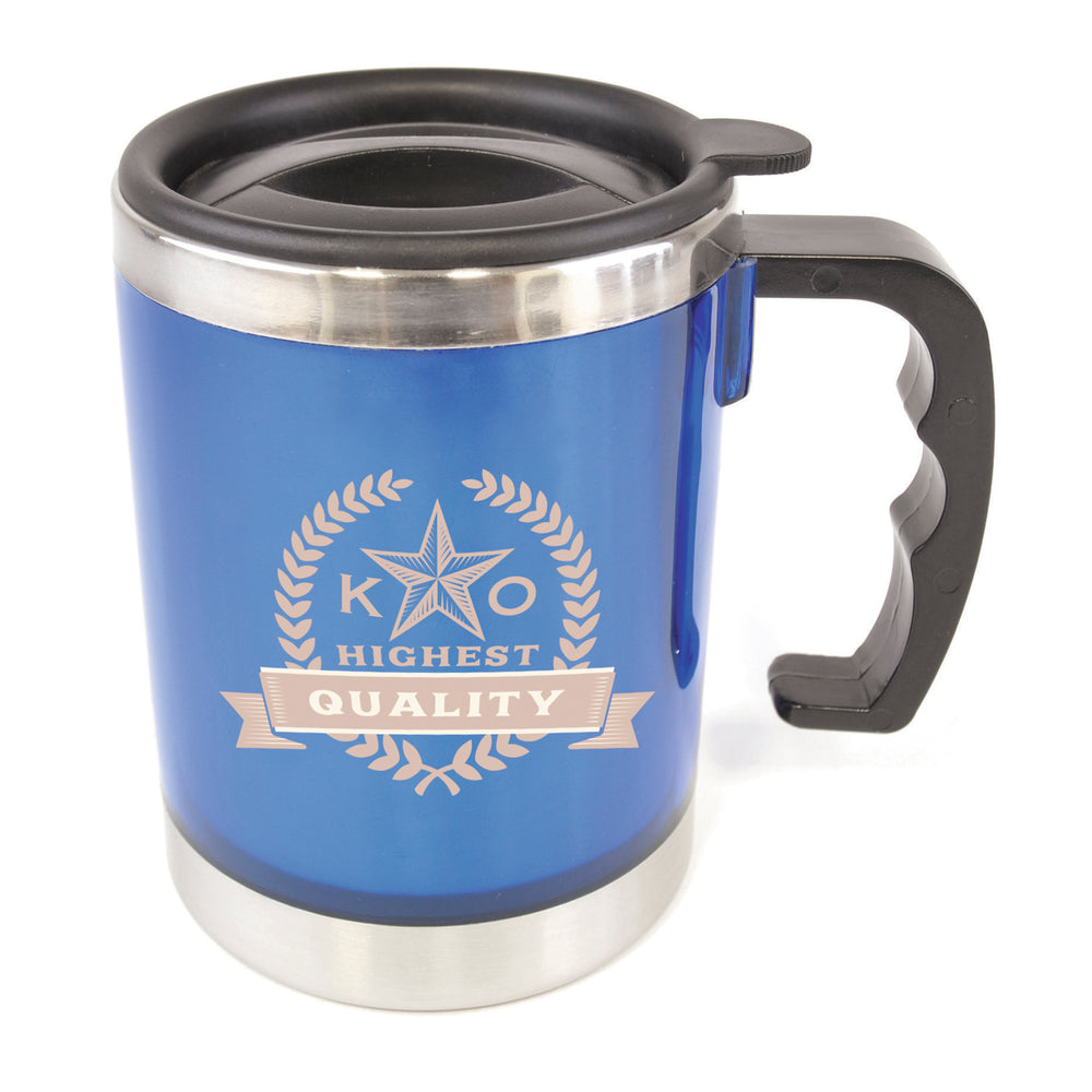 Branded Matisse 400ml double walled cylidrical travel mug