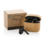 Branded RCS recycled plastic & bamboo TWS earbuds