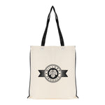 Branded 5oz NATURAL cotton shopper bag with piping trim + handles
