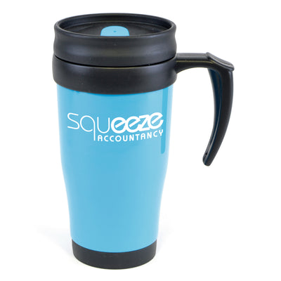 Branded Polo Plus 400 ml Plastic Solid Coloured Travel Mug