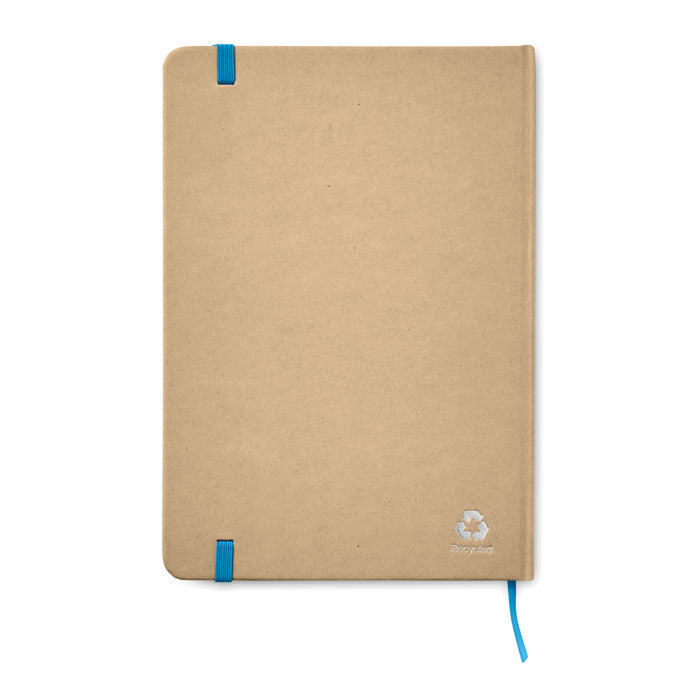 Branded A5 recycled notebook 80 lined with elastic strap