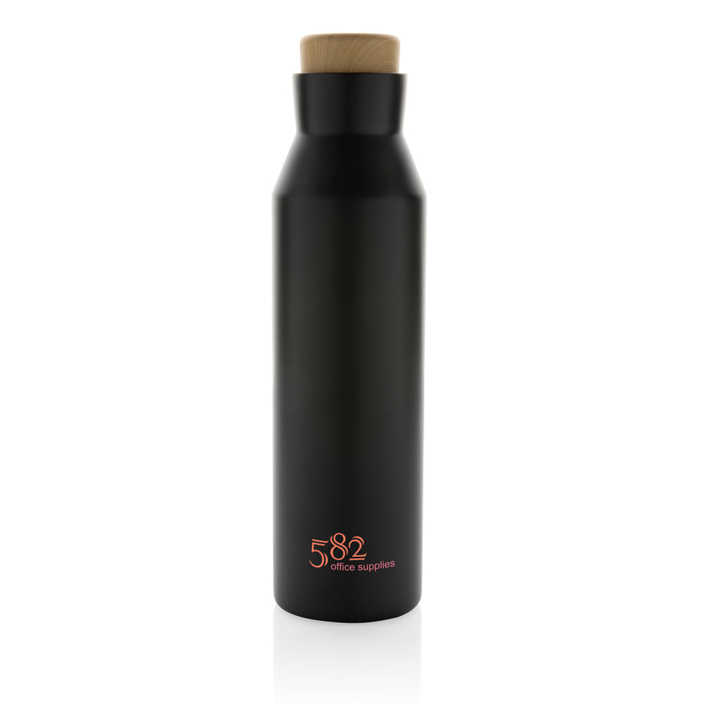 Branded Gaia RCS certified recycled stainless steel vacuum bottle