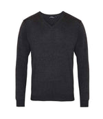 Premier Knitted Cotton Acrylic V Neck Sweater Charcoal