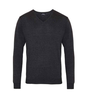 Premier Knitted Cotton Acrylic V Neck Sweater Charcoal