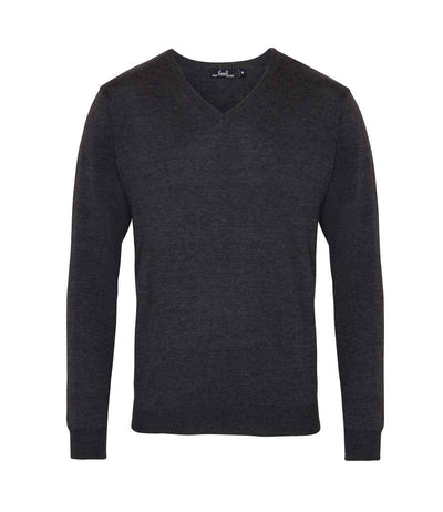 Premier Knitted Cotton Acrylic V Neck Sweater Charcoal