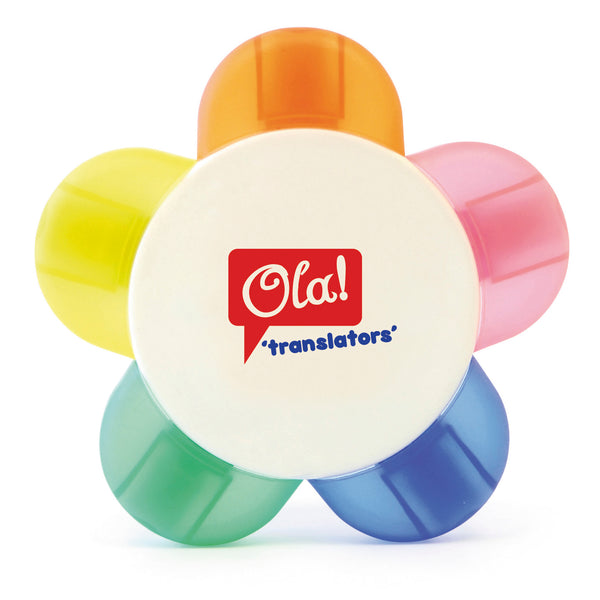 Branded FLOWER highlighter with 5 diferent colours