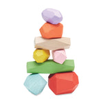 Branded 8 stacking wood rocks in pouch