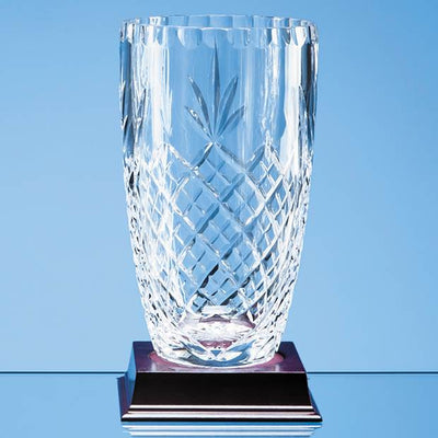 23cm Lead Crystal Panelled Barrel Vase