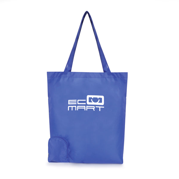 foldable shopping bag. Zippered closure. Plastic Carabiner Hook