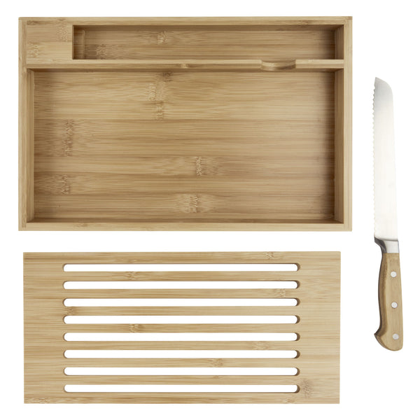 Branded Pao bamboo cutting board with knife