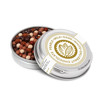 Branded Caviar Tin - Chocolate Pearls - Silver