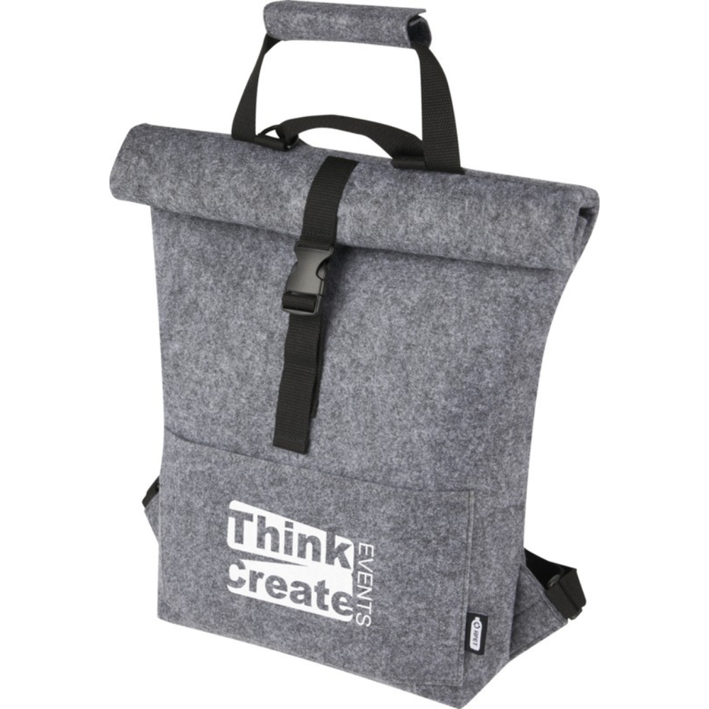 Branded Felta GRS recycled felt roll-top bike bag 13L