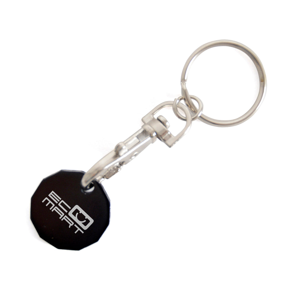 Branded Aluminium 12-sided GBP Trolley Coin On Trigger Clip + Split Ring
