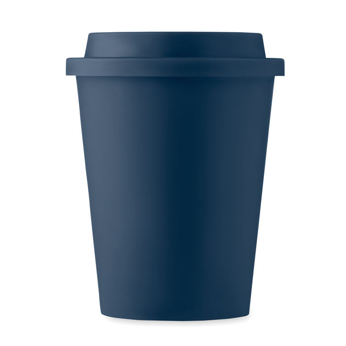 Branded Double wall tumbler PP 300 ml with drinking lid