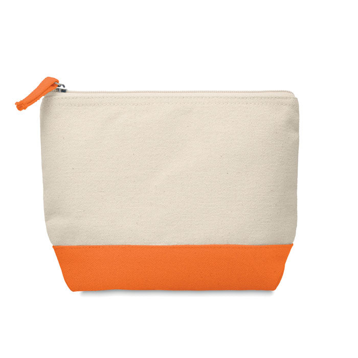 Branded Bicolour cotton cosmetic bag