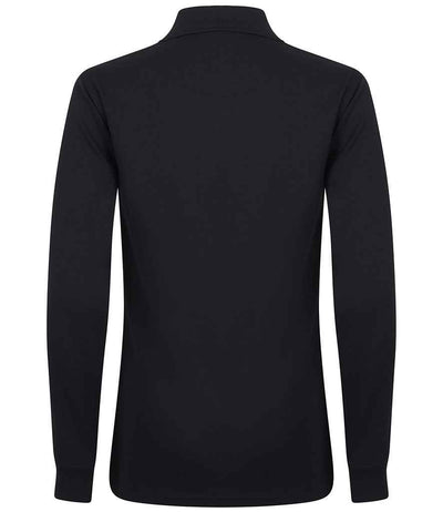 Henbury Unisex Long Sleeve Coolplus® Piqué Polo Shirt Navy