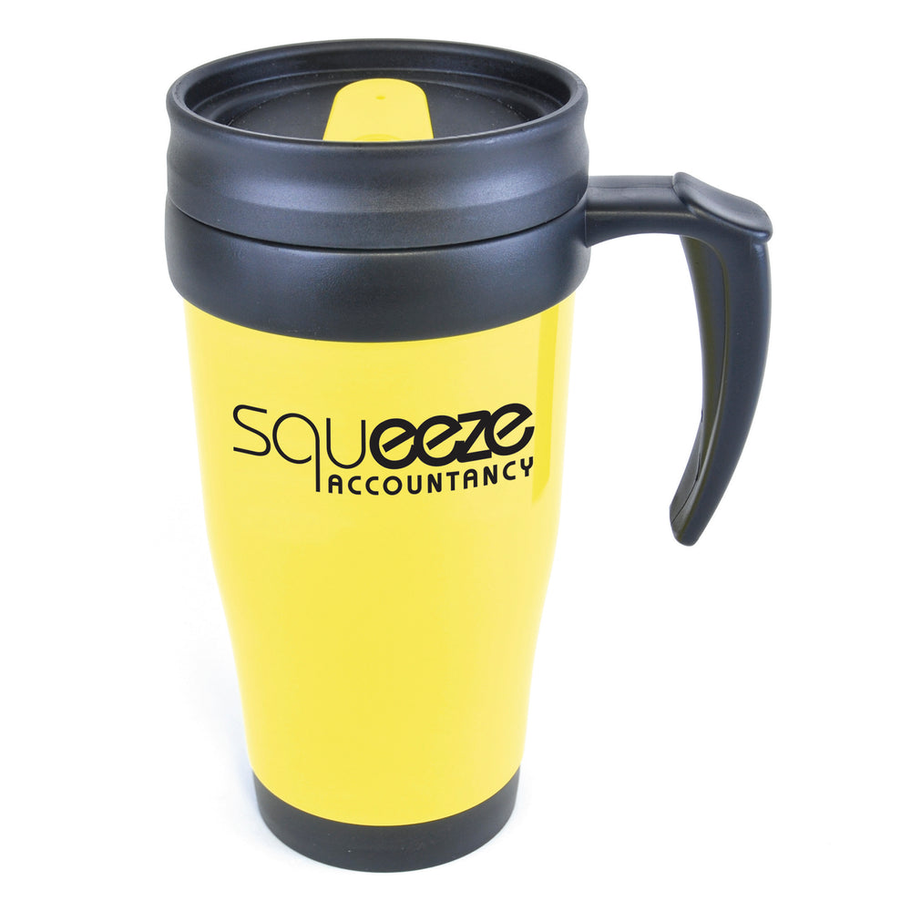 Branded Polo Plus 400 ml Plastic Solid Coloured Travel Mug