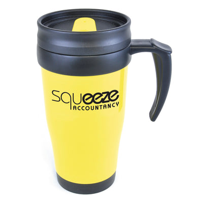Branded Polo Plus 400 ml Plastic Solid Coloured Travel Mug
