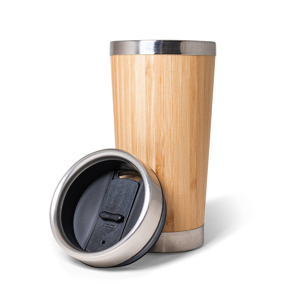 Branded Bamboo Double Wall Travel Mug
