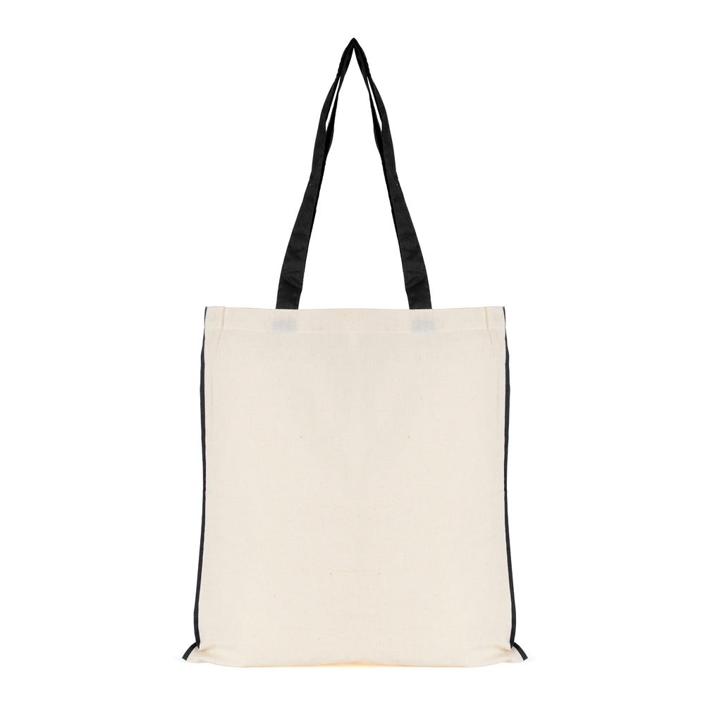Branded 5oz NATURAL cotton shopper bag with piping trim + handles