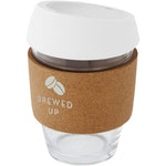 Lidan 360 ml borosilicate glass tumbler with cork grip and silicone lid