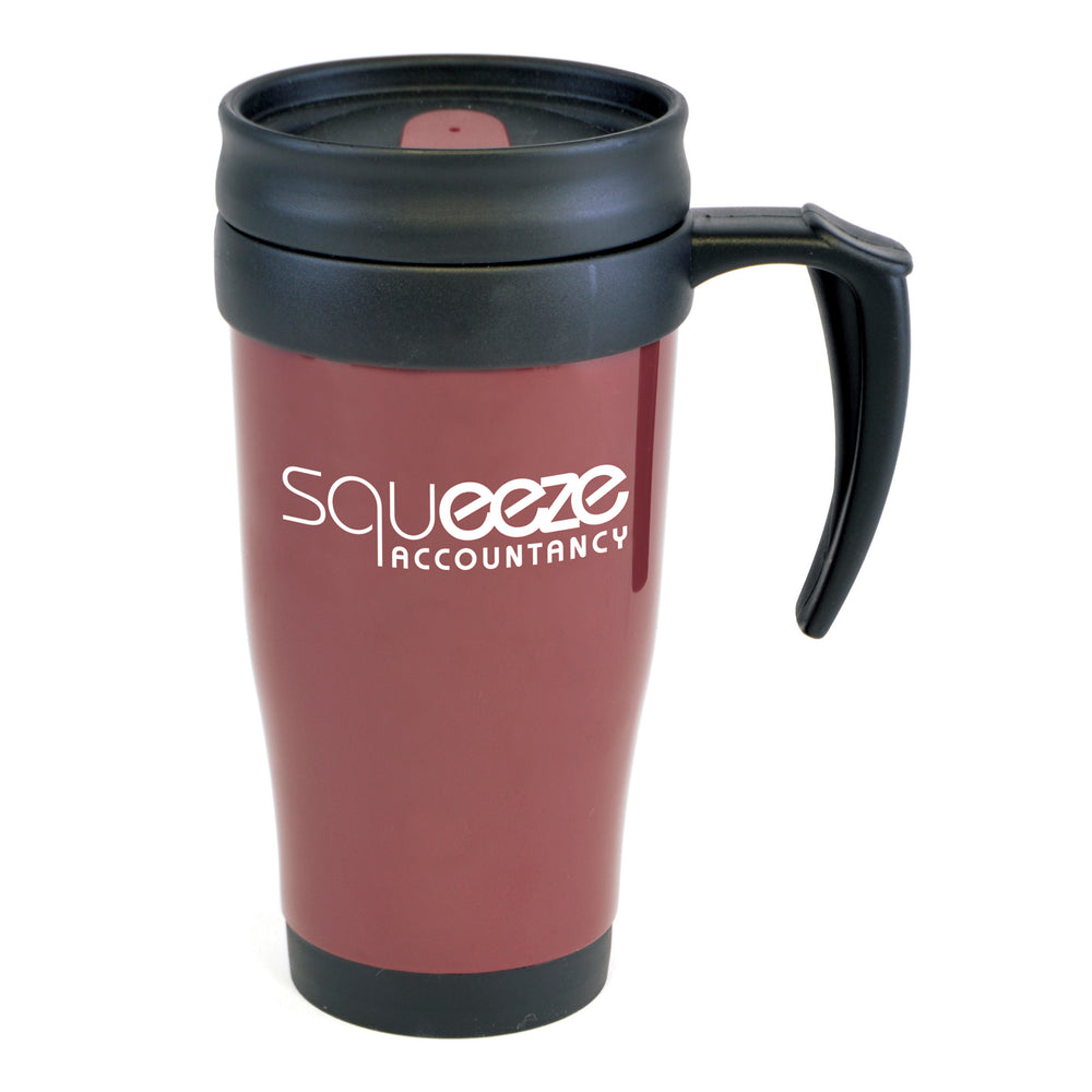 Branded Polo Plus 400 ml Plastic Solid Coloured Travel Mug