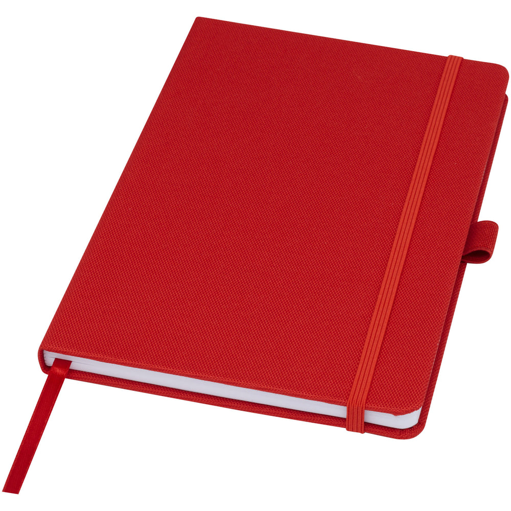 Branded Honua A5 recycled paper notebook with recycled PET cover