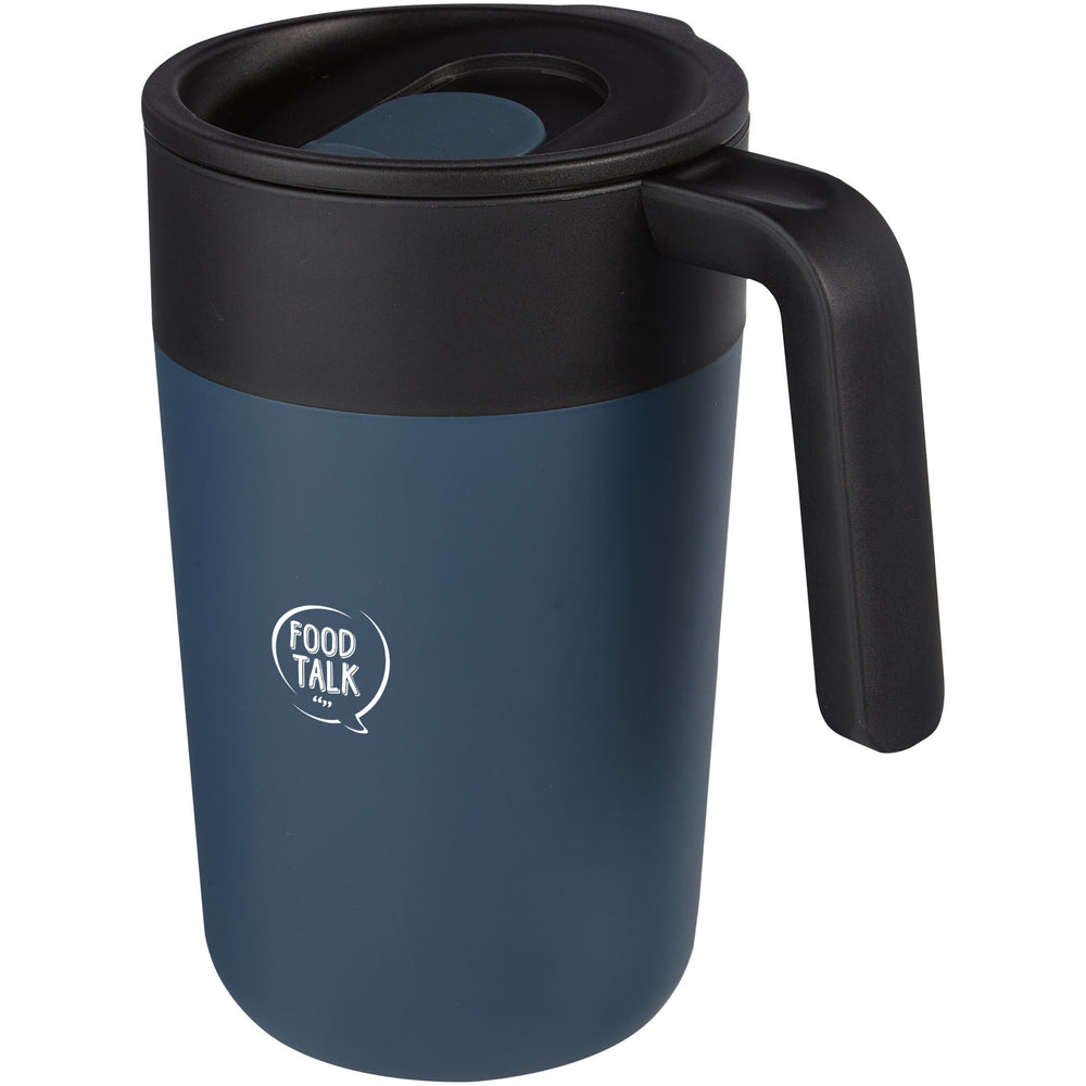 Branded Nordia 400 ml double-wall recycled mug