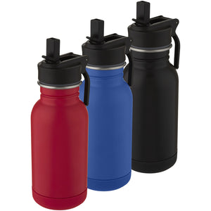 Lina 400 ml stainless steel sport bottle with straw and loop