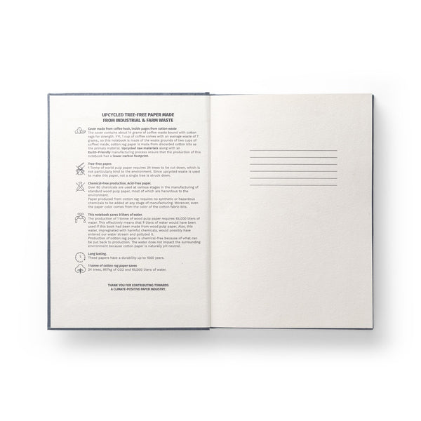 COFFEEPAD RIGID. A5 Notebook with hard cover made from coffee husk waste (66%)