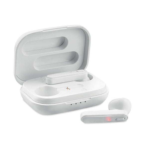 Branded TWS earbuds with charging base