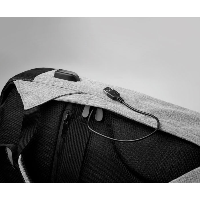 Branded 2 tone backpack incl USB plug