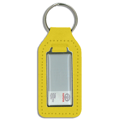 Branded Long Square Shaped Keyfob with Domed Medallion