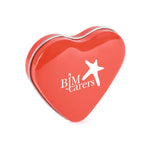 Branded red heart shaped mint tins
