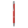 Push button pen with black ink in red